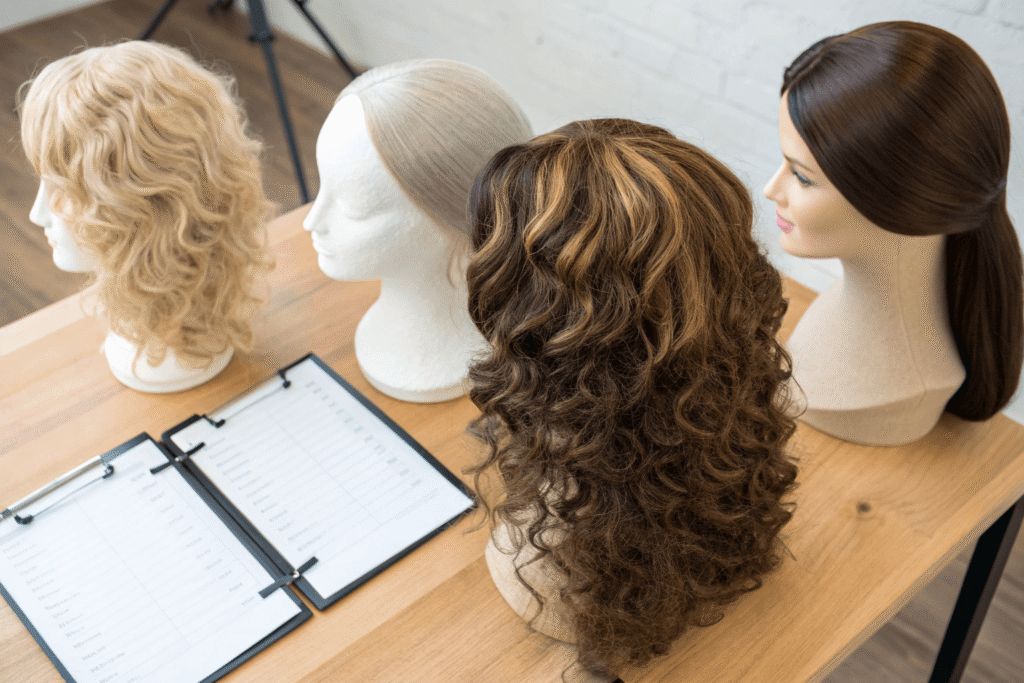 beginners choosing between basic cap, lace front, and mono part top wigs