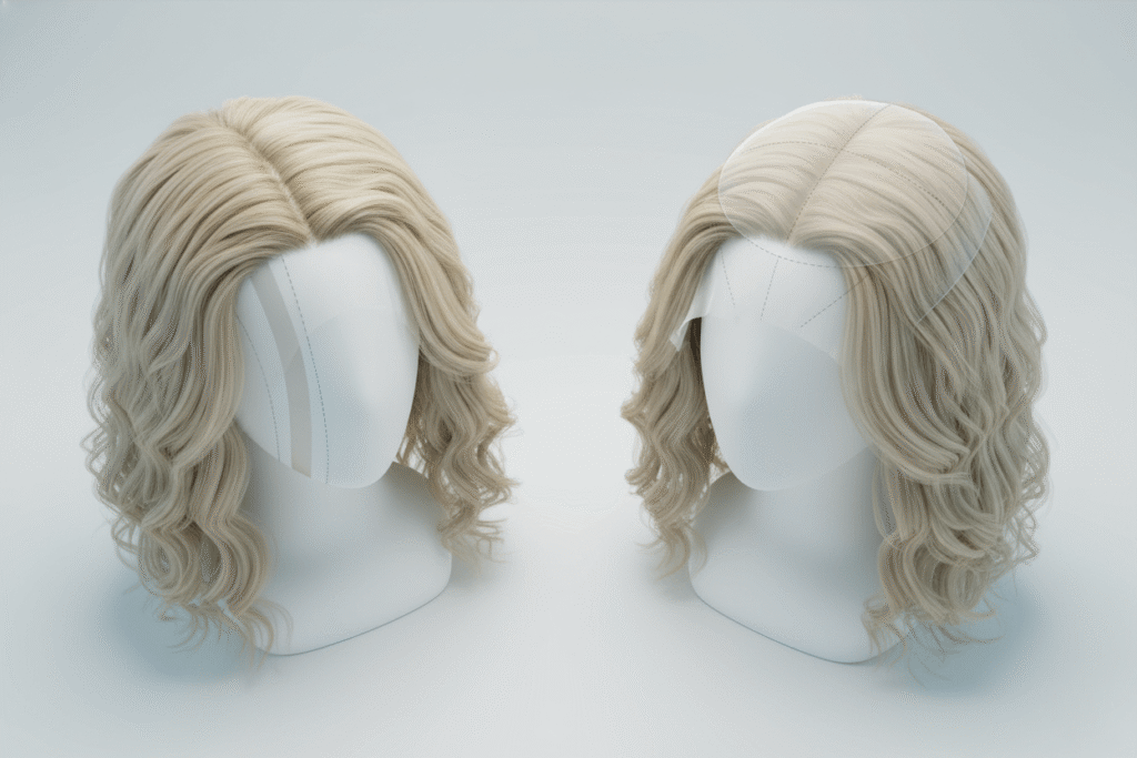 synthetic lace front hairline on a mannequin wig