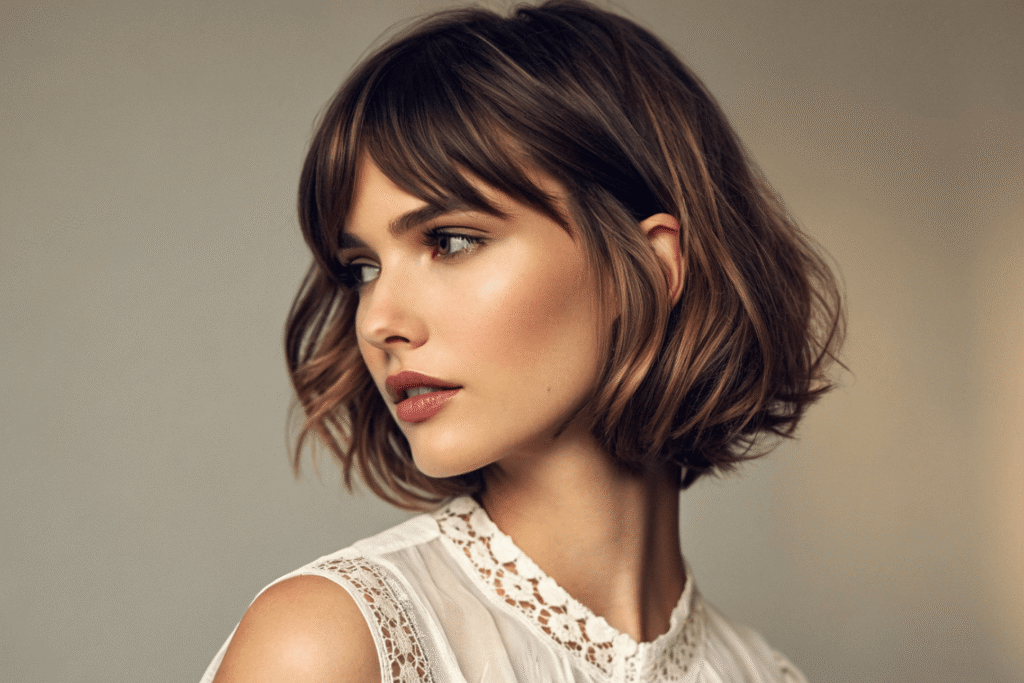 135%-145% density chin-length layered bob human hair wig