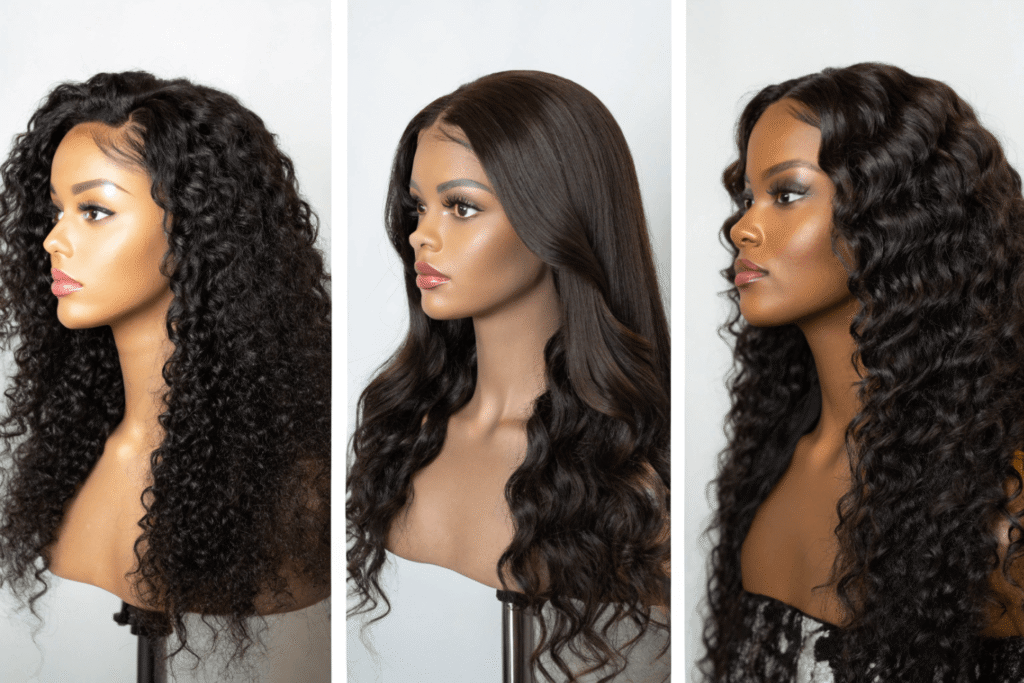 150% medium density at 16–20 inches human hair wig