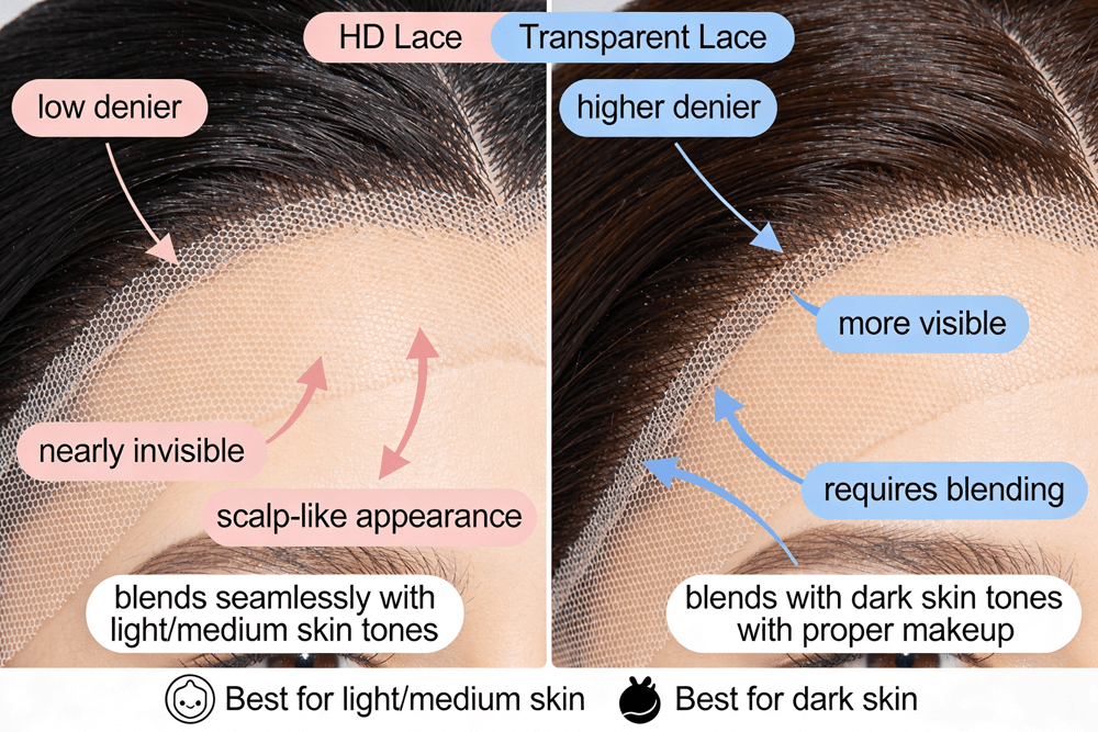HD Lace vs Transparent Lace wig