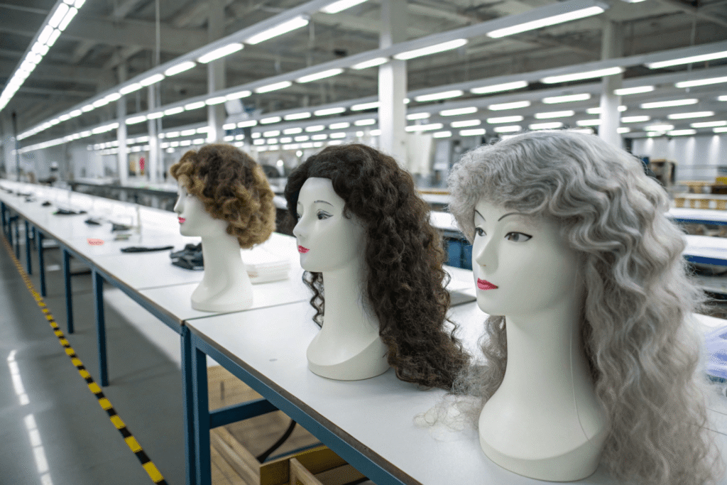 QC inside a modern wig factory in China