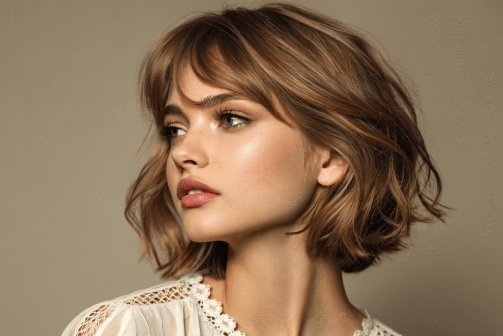 a chin-length layered bob human hair wig