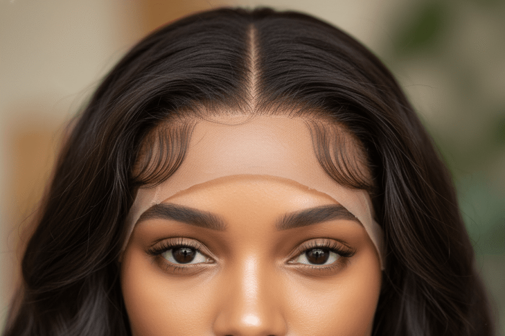 a glueless wig hairline in HD-Swiss lace