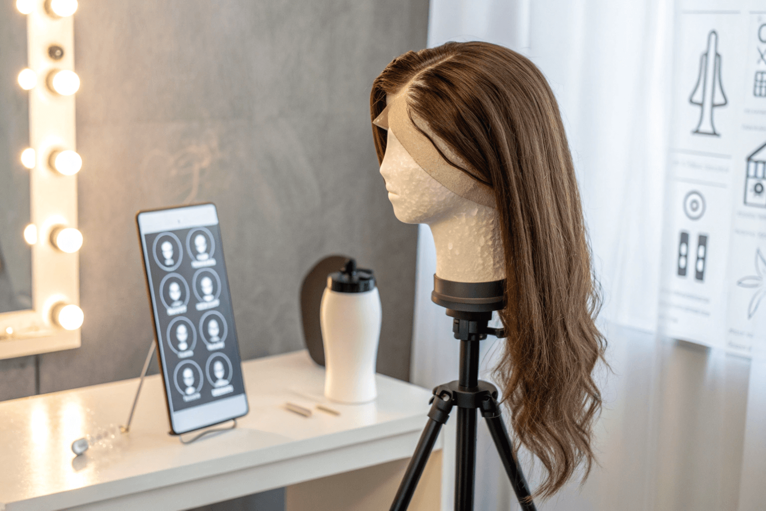a heat-resistant Kanekalon lace-front wig