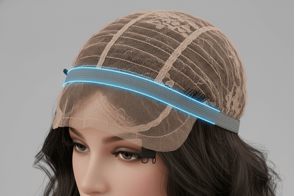 a wig on a model with natural bio hair