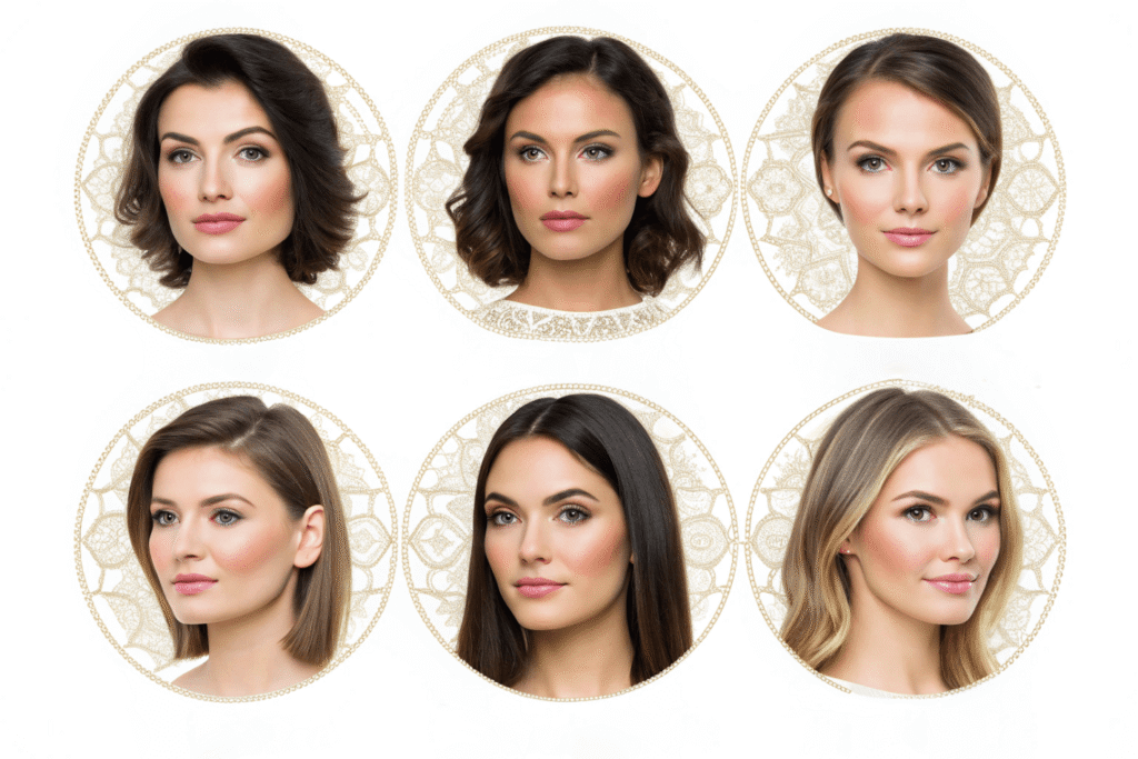 different human hair wigs lengths and partings complement oval, round, or heart shapes