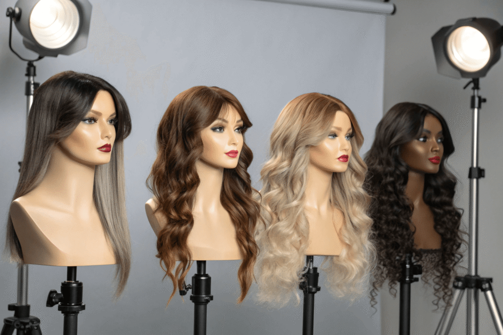 full lace HD human hair, 13×6 lace front, T‑part synthetic, and ombre balayage human hair