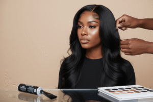 glossy black hair wig