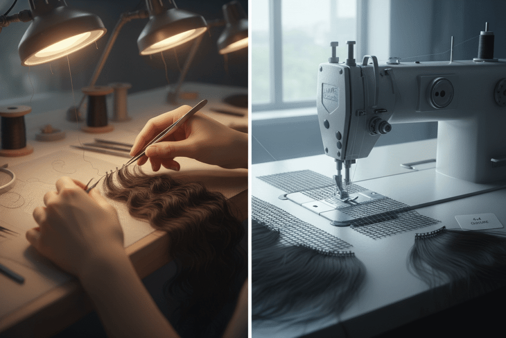 hand-ventilation for full lace versus machine sewing for closure wigs