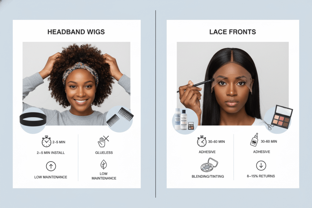 headband wigs and lace fronts wigs