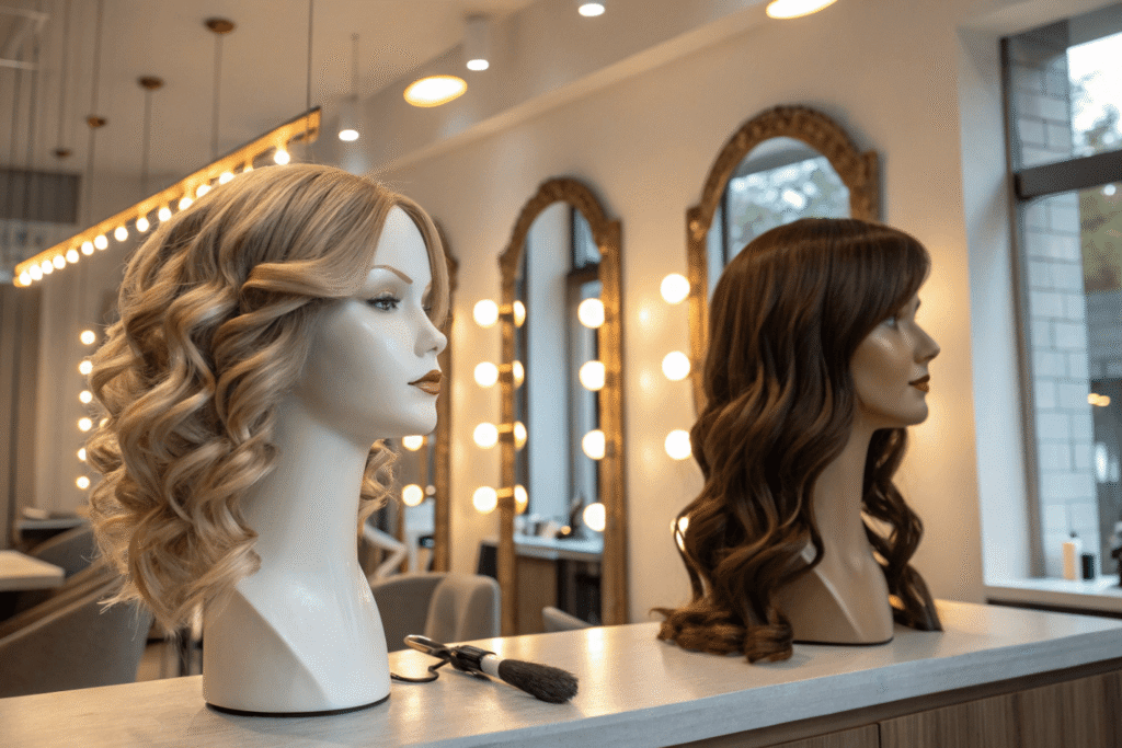 heat-resistant synthetic wigs styled with soft waves