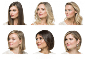 human hair wig lengths and partings complement oval, round, or heart shapes