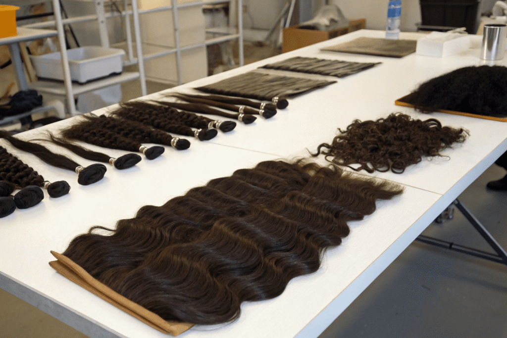 lace bases (13×4 HD, 13×6 Swiss, 5×5 closure), pre-stitched straps ear tabs, pre-weft hair bundles