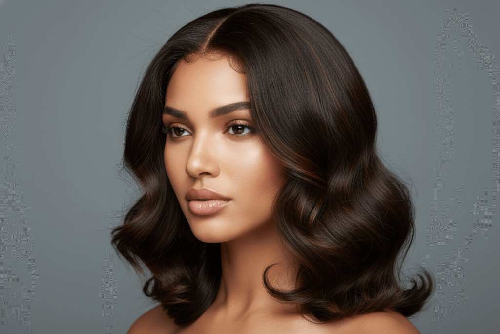 lace-front hairline mono part soft waves human hair wig