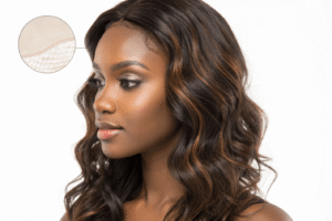 lace front wig styled with a subtle zigzag S-curve part