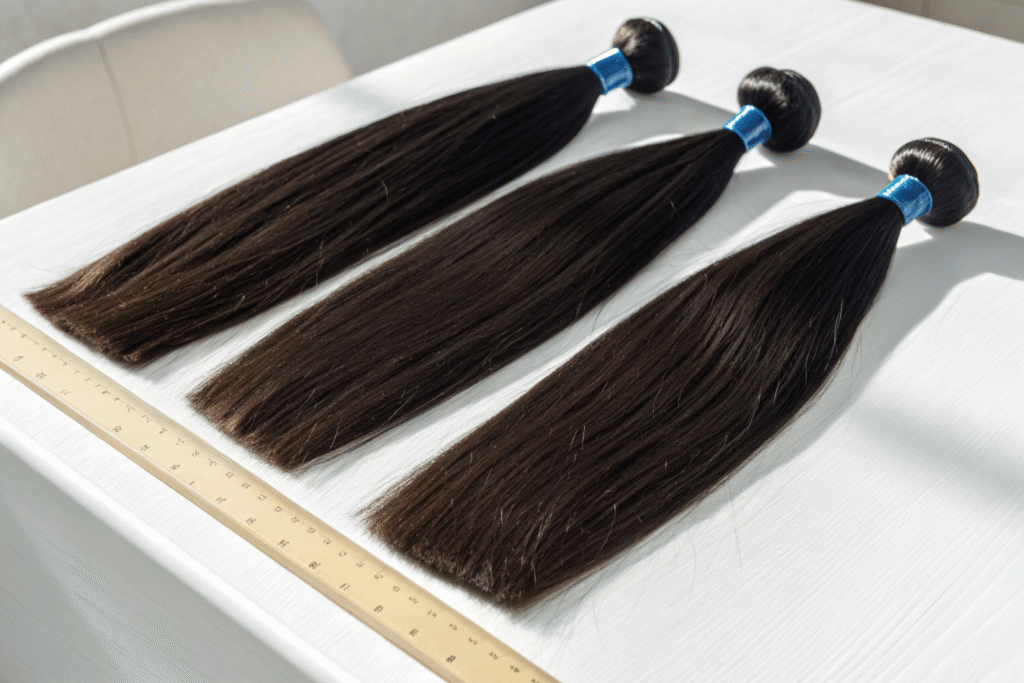 manually separating long strands from short hairs bundle