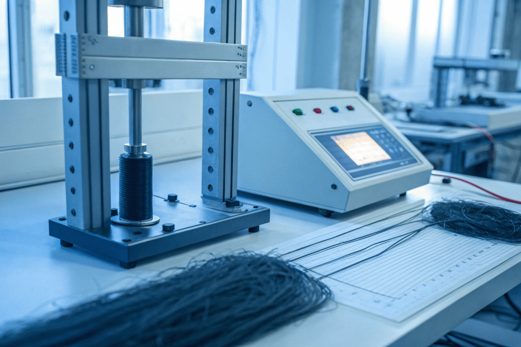 measuring tensile strength and elongation for synthetic wig fibers