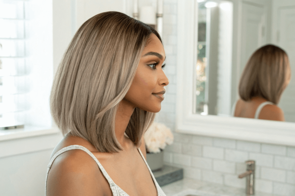 shoulder-length straight bob wig