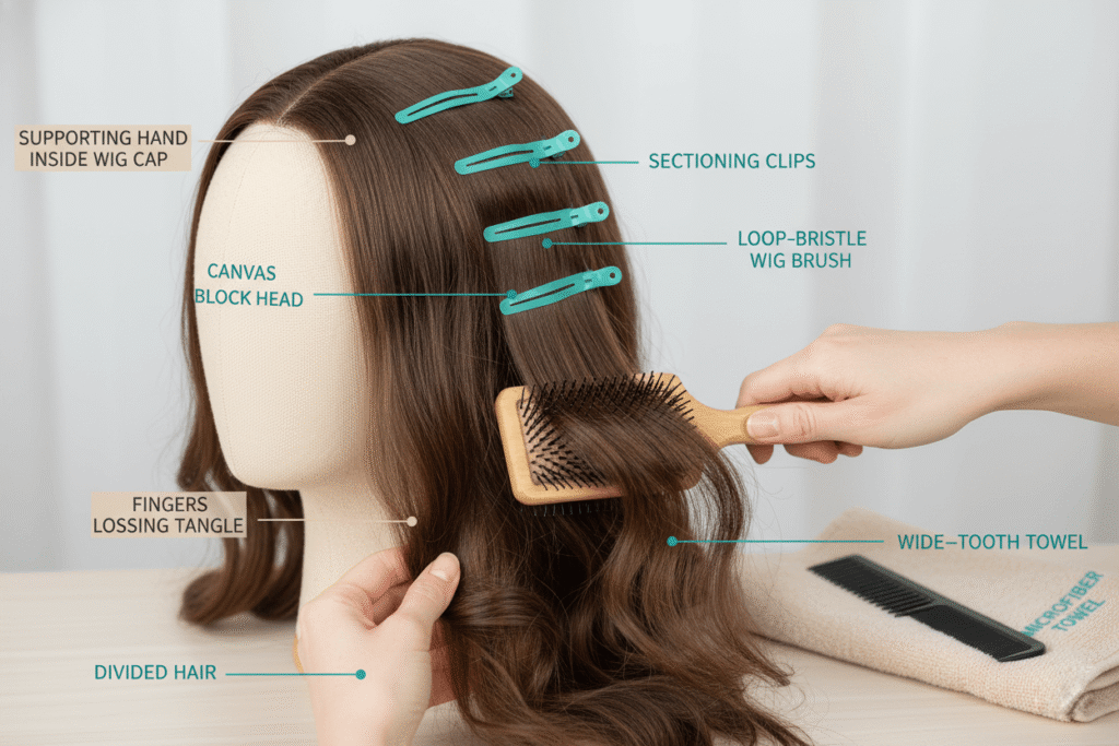 how to detangle a human hair wig
