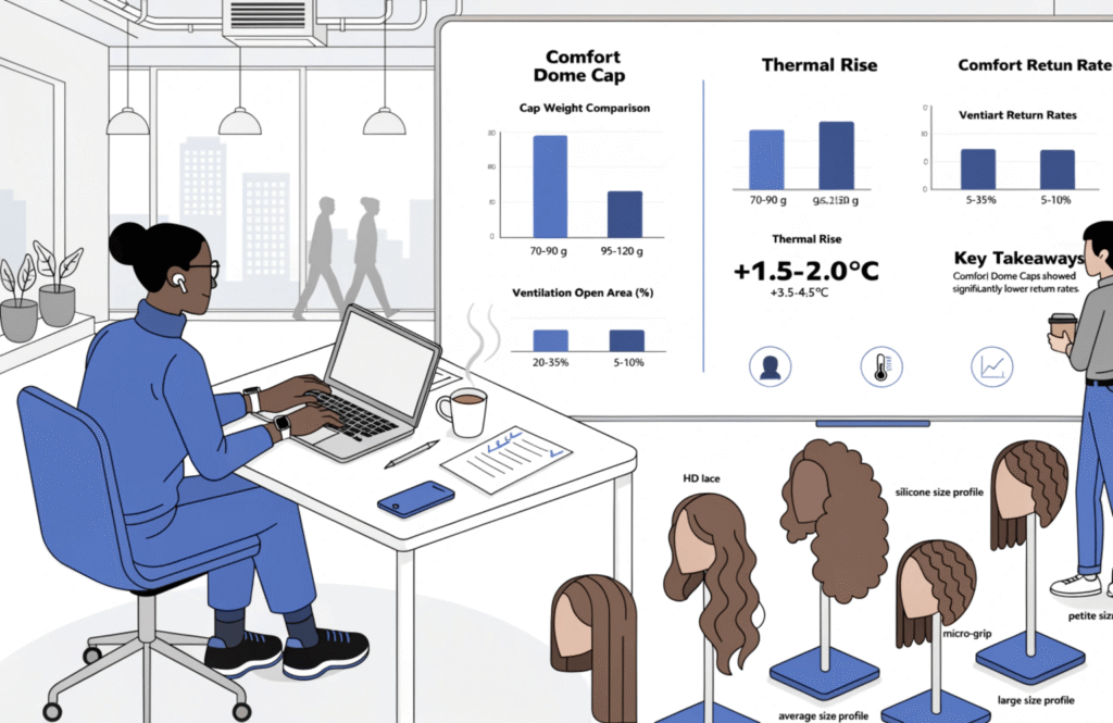 3D dome caps and lightweight wig