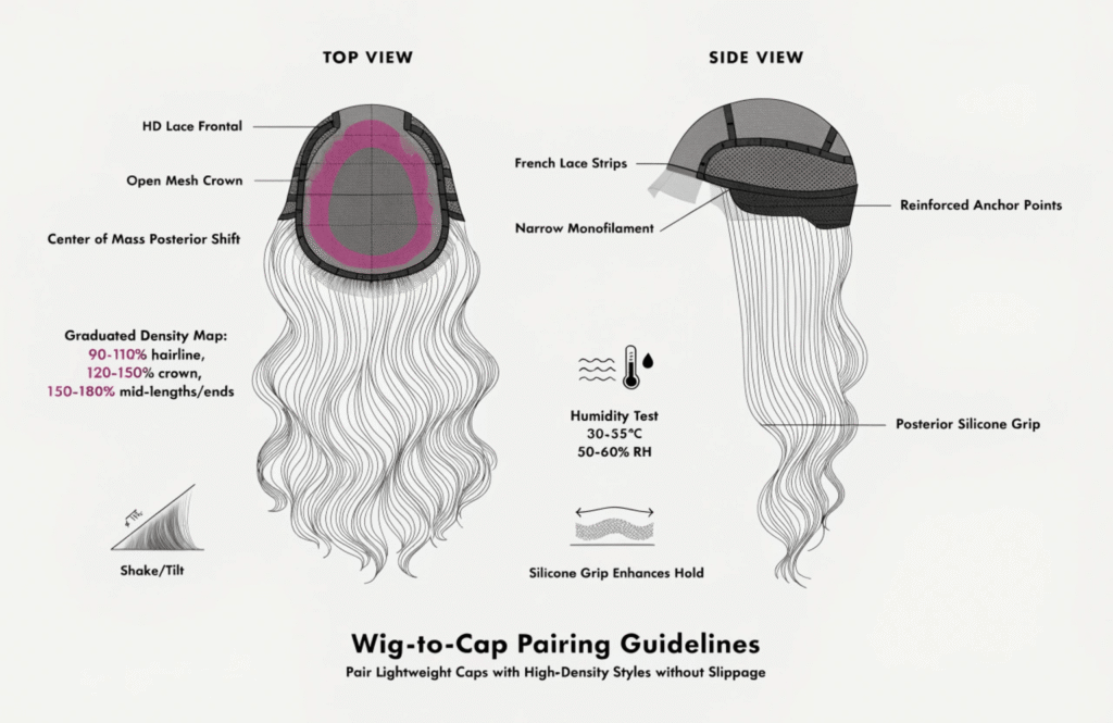 a long-glam wig on a 3D dome cap with HD lace frontal