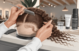 a seamless hairline melt on a textured 3C–4C human hair wig