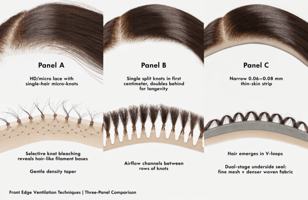 comparison of three front-edge ventilation methods