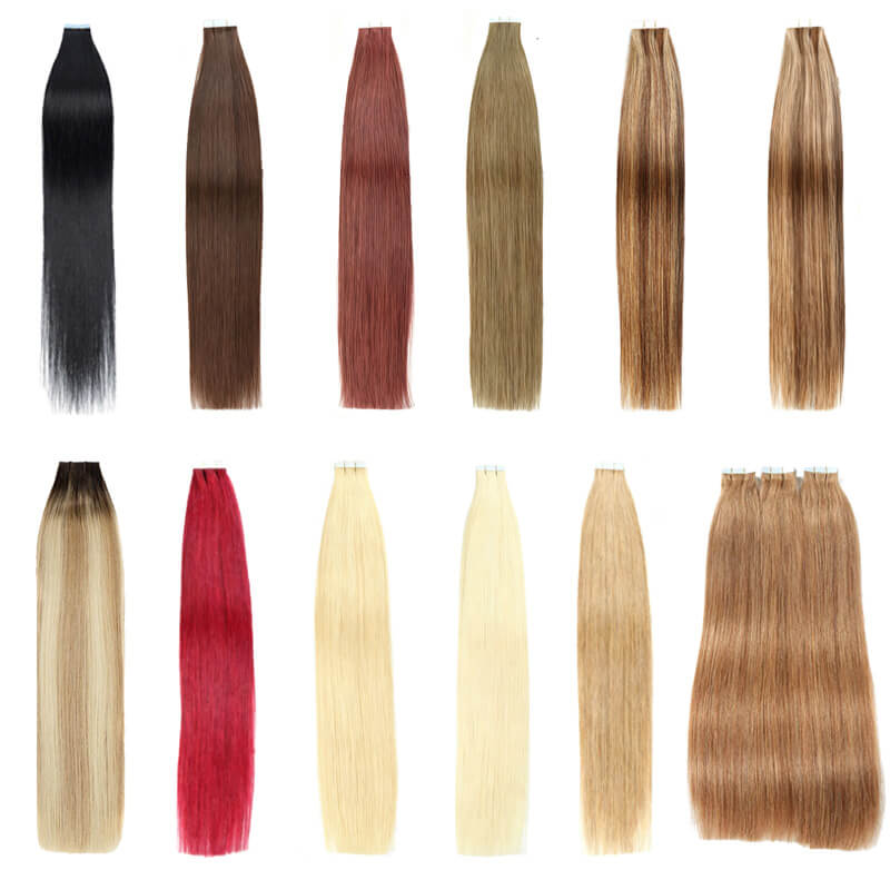 Tape in human hair extensions
