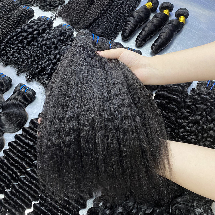 kinky straight human hair bundle, low shedding, can be dyed and bleached