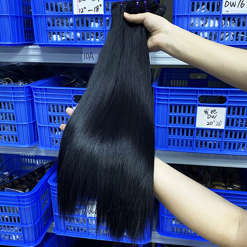 Remy straight human hair bundle, silky smooth, double weft, thick ends