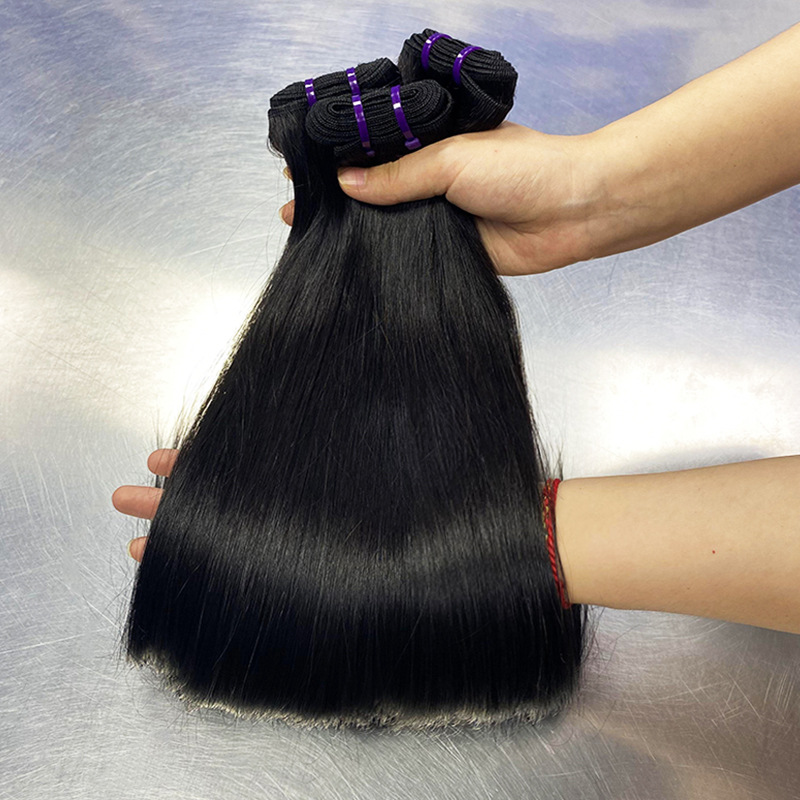 Human hair bundle, 100% virgin, straight, natural black
